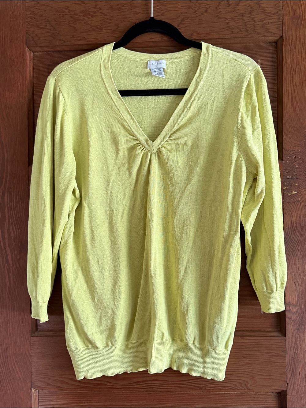 Vintage Jaclyn Smith Light Green V-Neck 3/4 Sleeve Women's Sweater Size XL